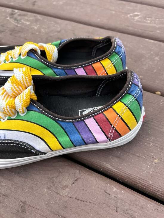 Vans Authentic Refract Rainbow Stripe Low Top Skate Shoes - Picture 5 of 8